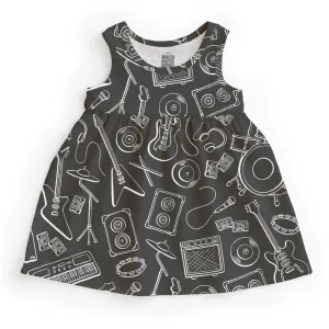 Alna Baby Dress, Rock Band Charcoal