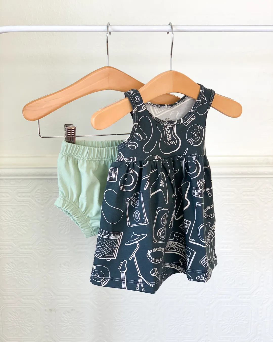 Alna Baby Dress, Rock Band Charcoal