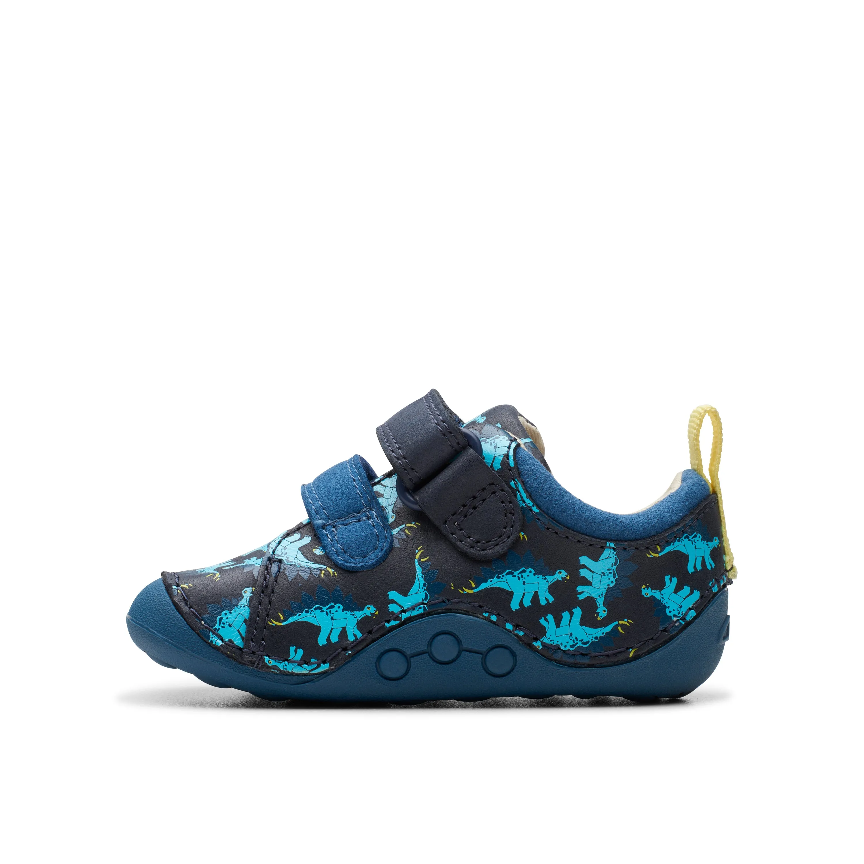 Clarks Tiny Stomp T Boys Navy Dinosaur Pre-Walker Shoes
