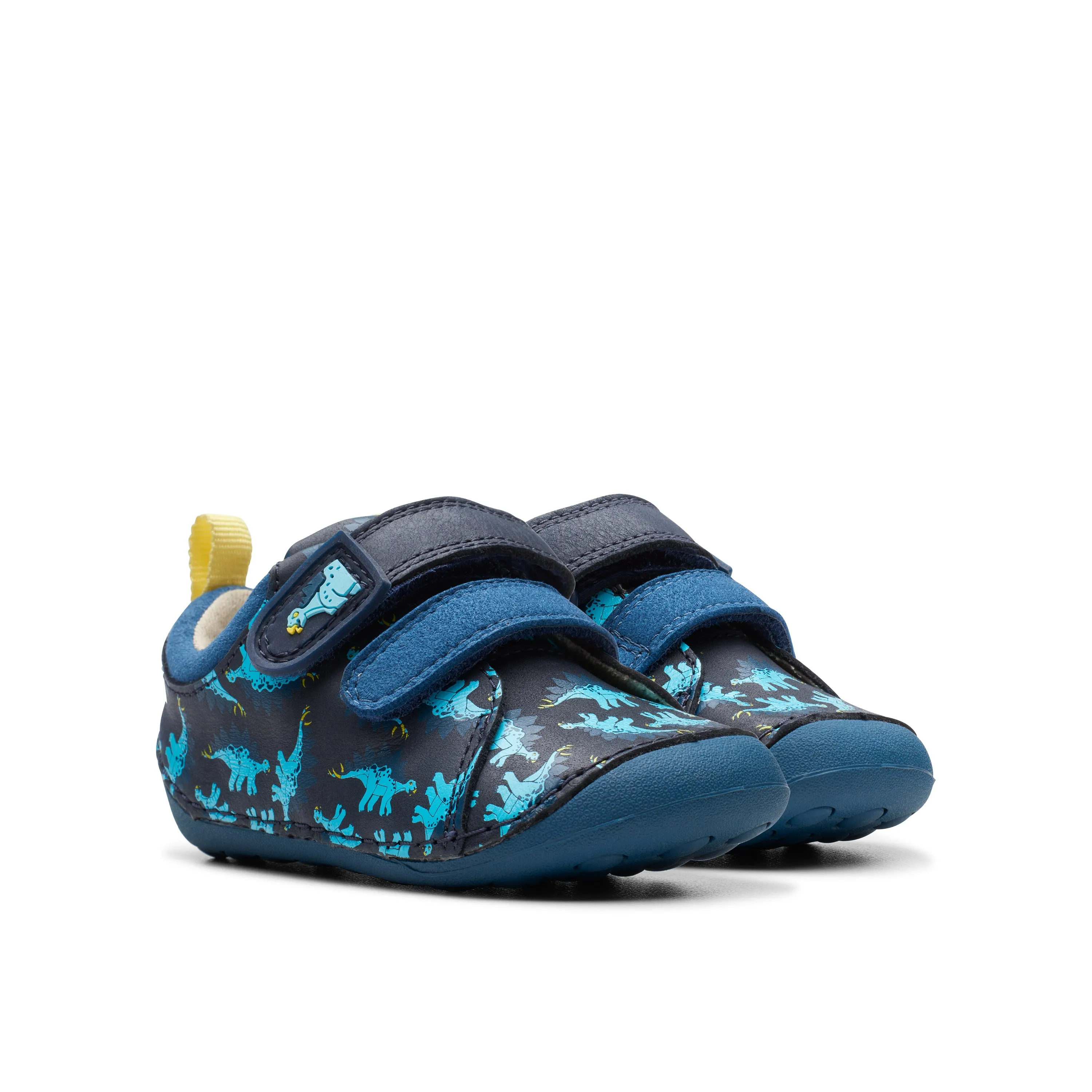 Clarks Tiny Stomp T Boys Navy Dinosaur Pre-Walker Shoes