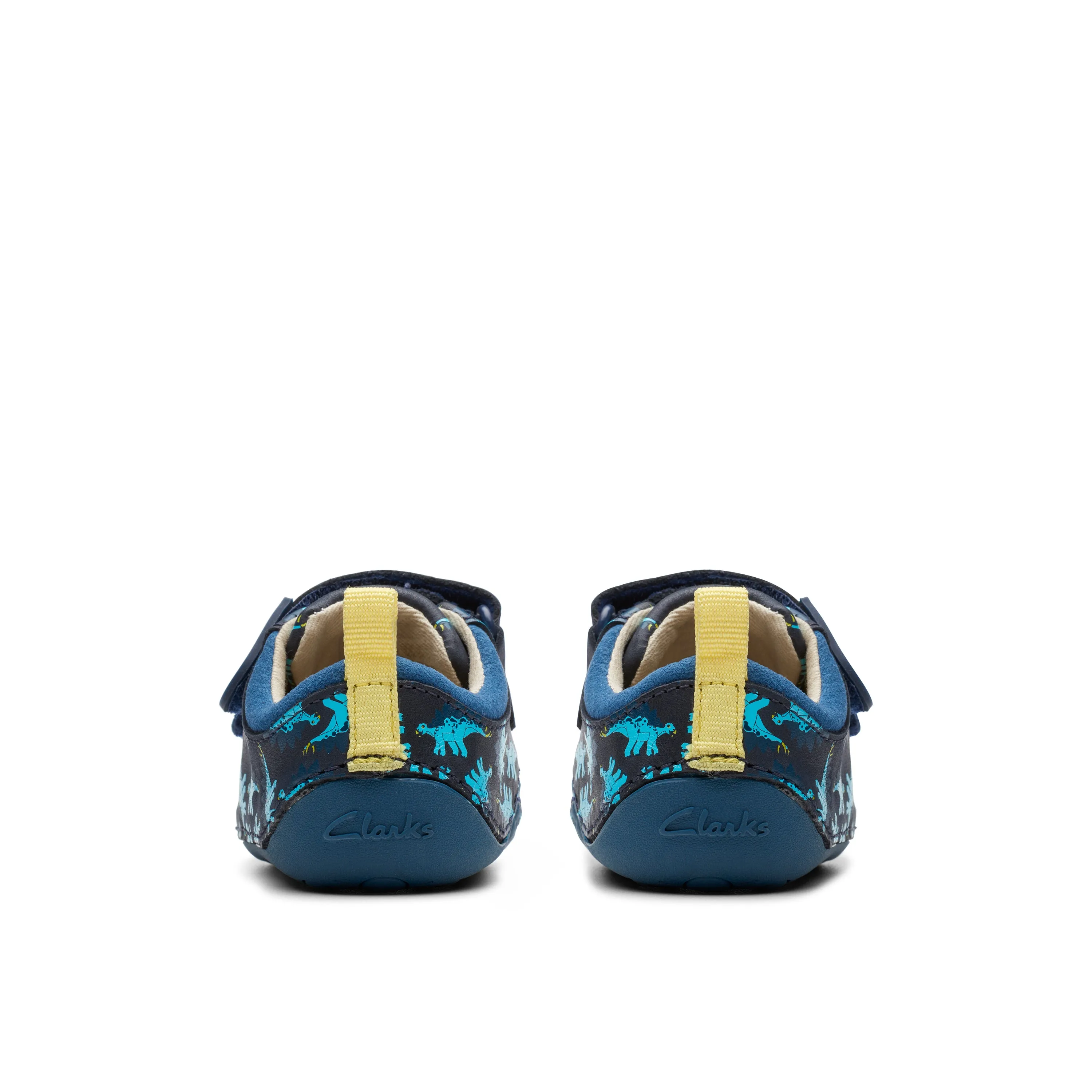 Clarks Tiny Stomp T Boys Navy Dinosaur Pre-Walker Shoes