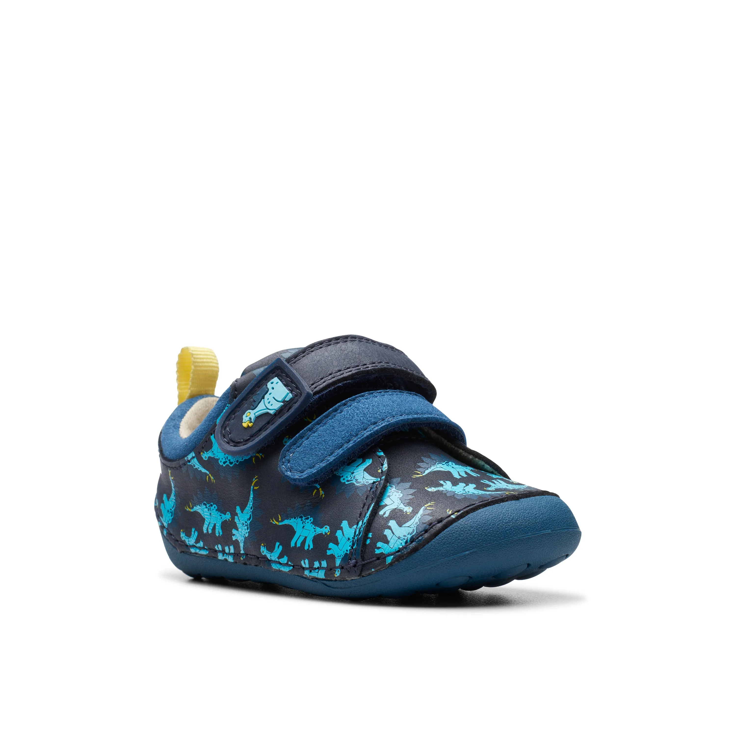 Clarks Tiny Stomp T Boys Navy Dinosaur Pre-Walker Shoes