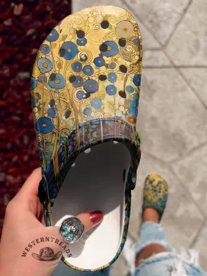 Golden Floral Clogs