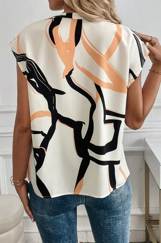 Just For Fun Abstract Print Top