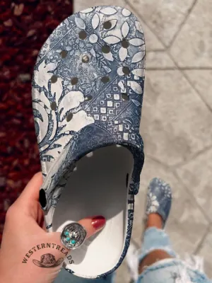 Vintage Floral Print Clogs