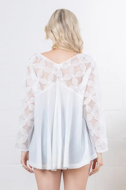 White Crochet Knit Top